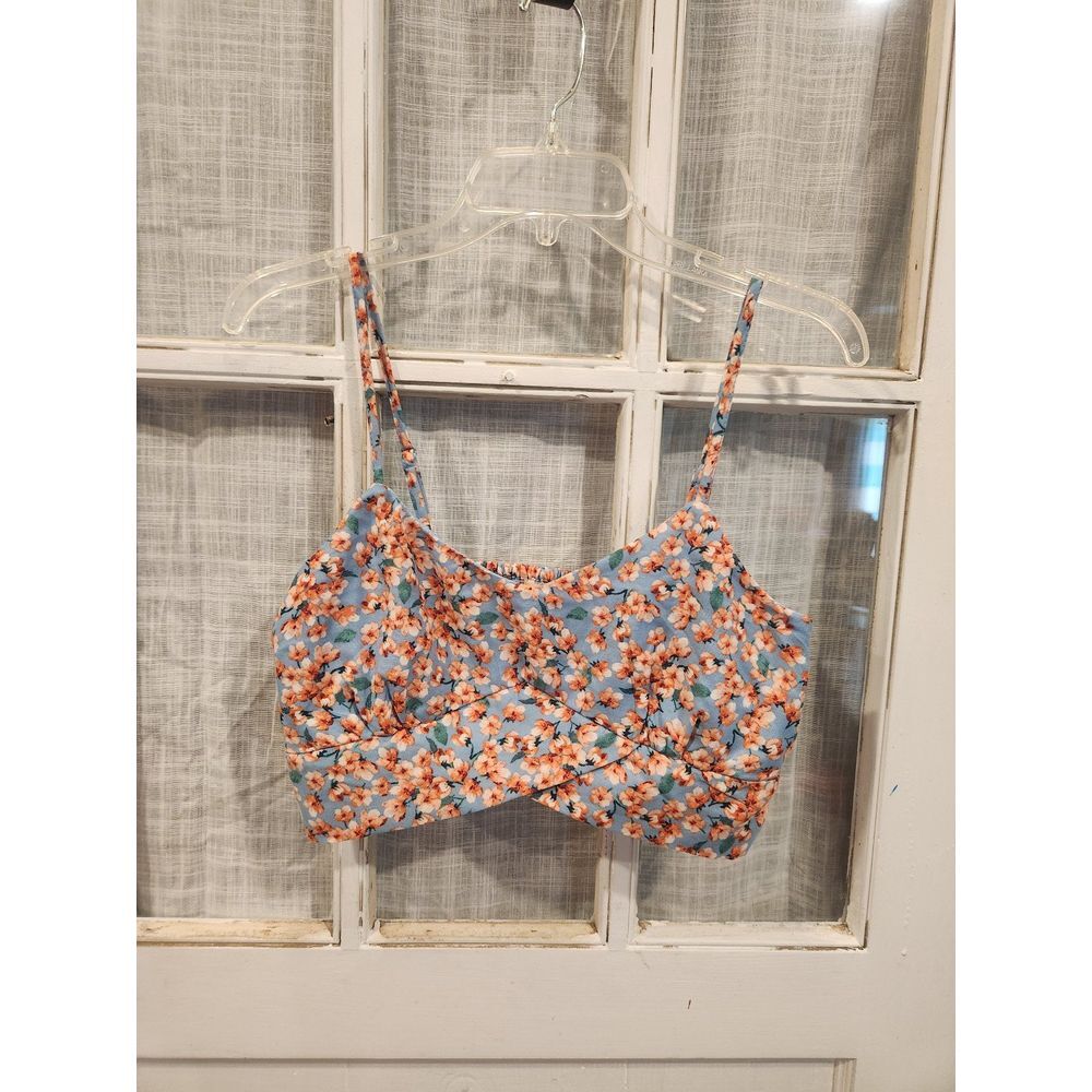 BOG Collective Floral Spaghetti Strap Crop Top Women's Size Medium